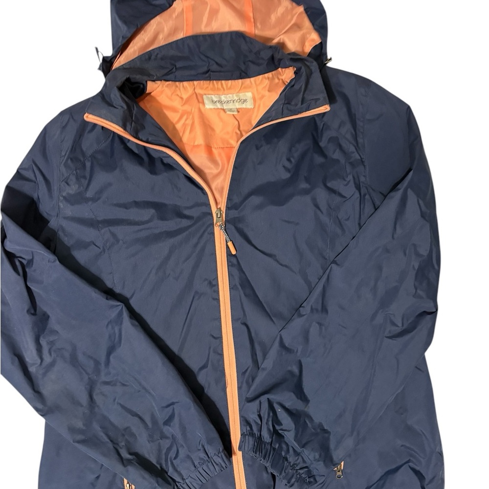 Navy Hooded Jacket with Salmon Pink Lining
